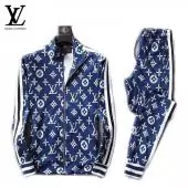 mann sportswear louis vuitton tracksuits Trainingsanzug stand collar classic printing lv blue